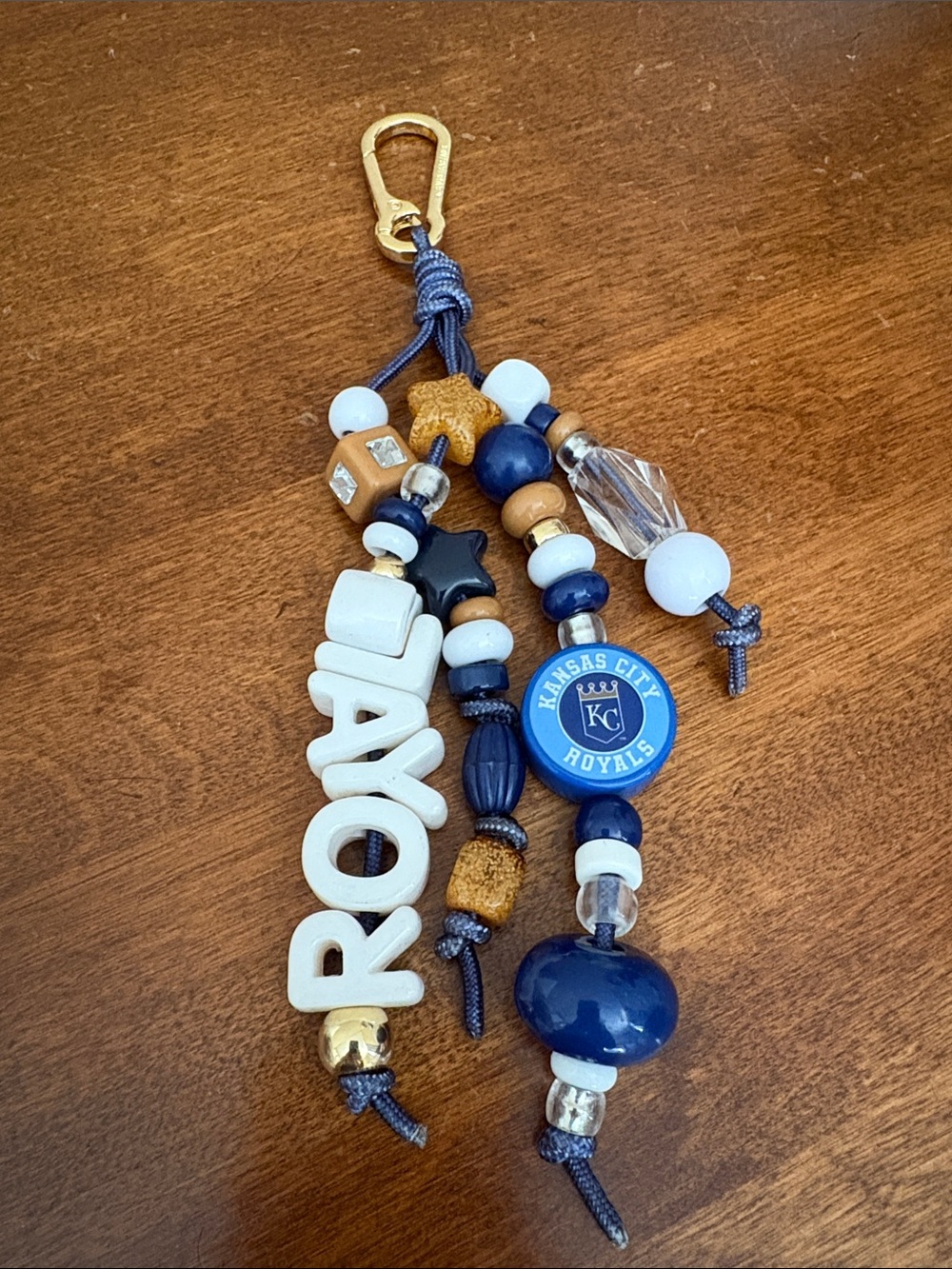 BaubleBar Navy, White and Gold Beaded Bag Charm